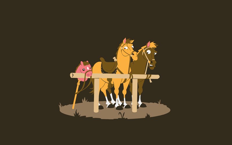 Two Horses and a Toy — Brown