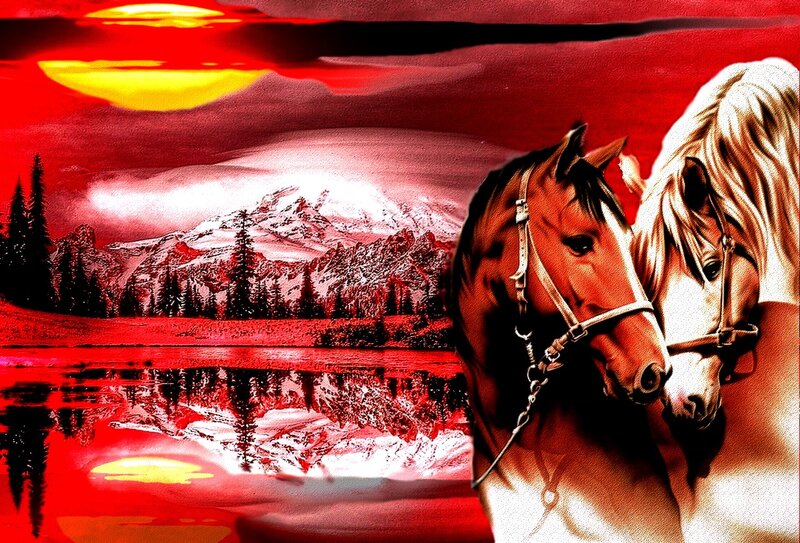 Two Horses in Landscape