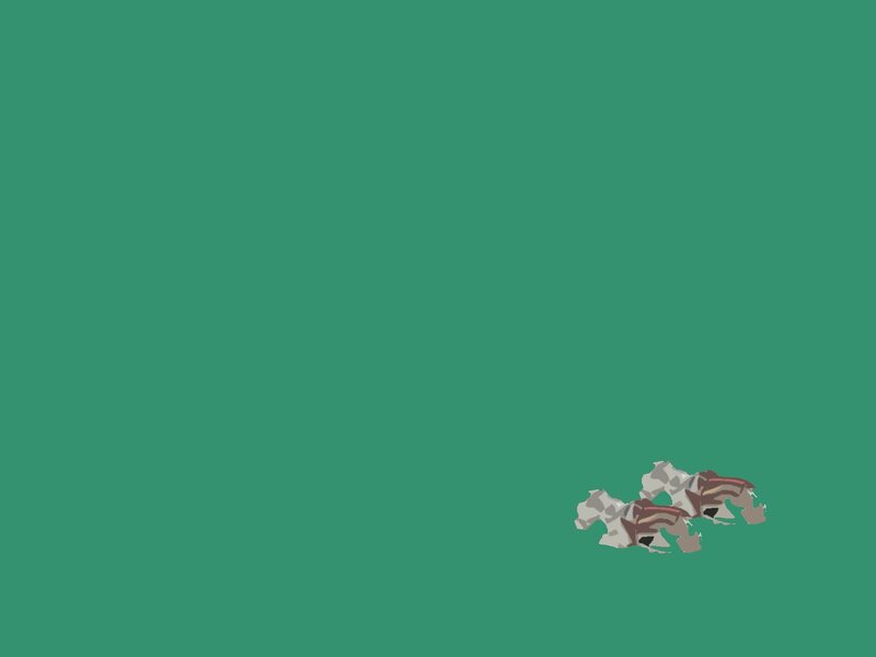 Two Horses in Motion — Green