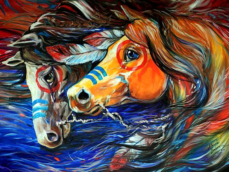 Two Horses in Motion