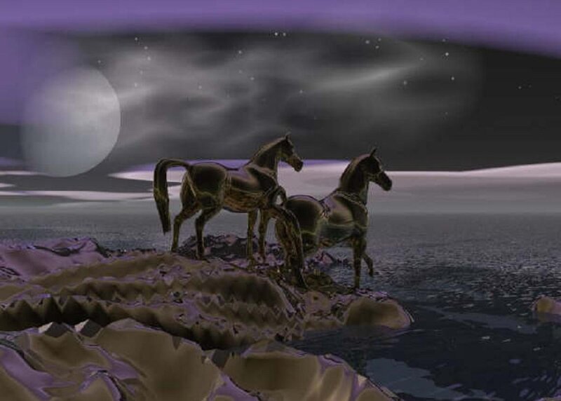 Two Horses on a Cliff