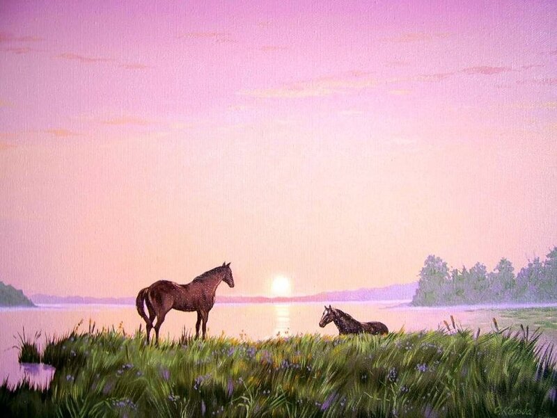 Two Horses on a Shore