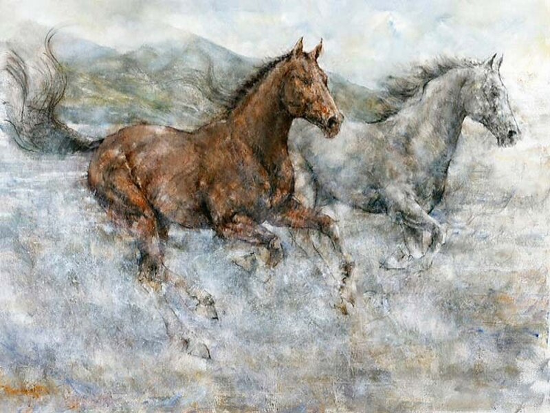 Two Horses Running — Brown, Dynamic