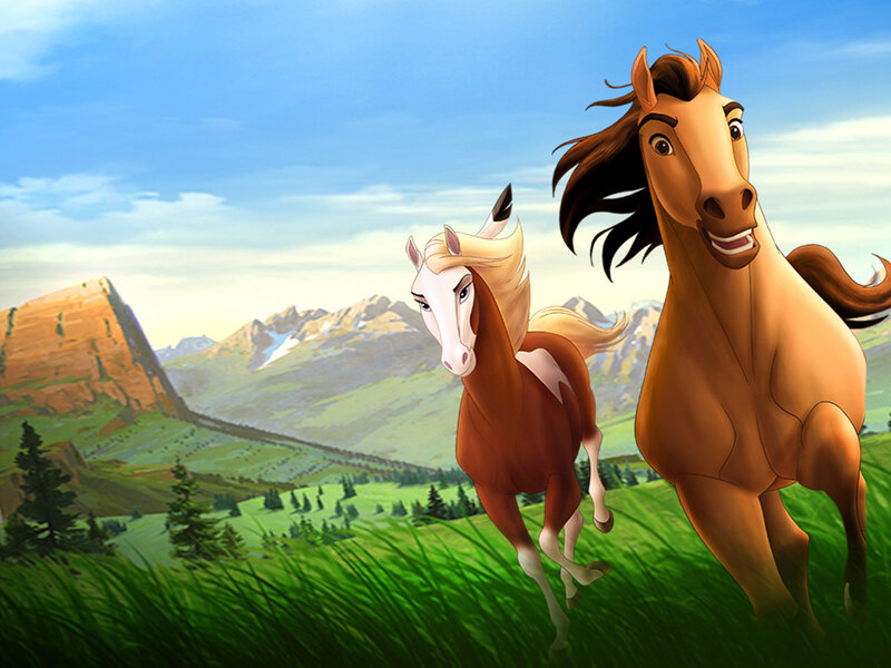 Two Horses Running — Green