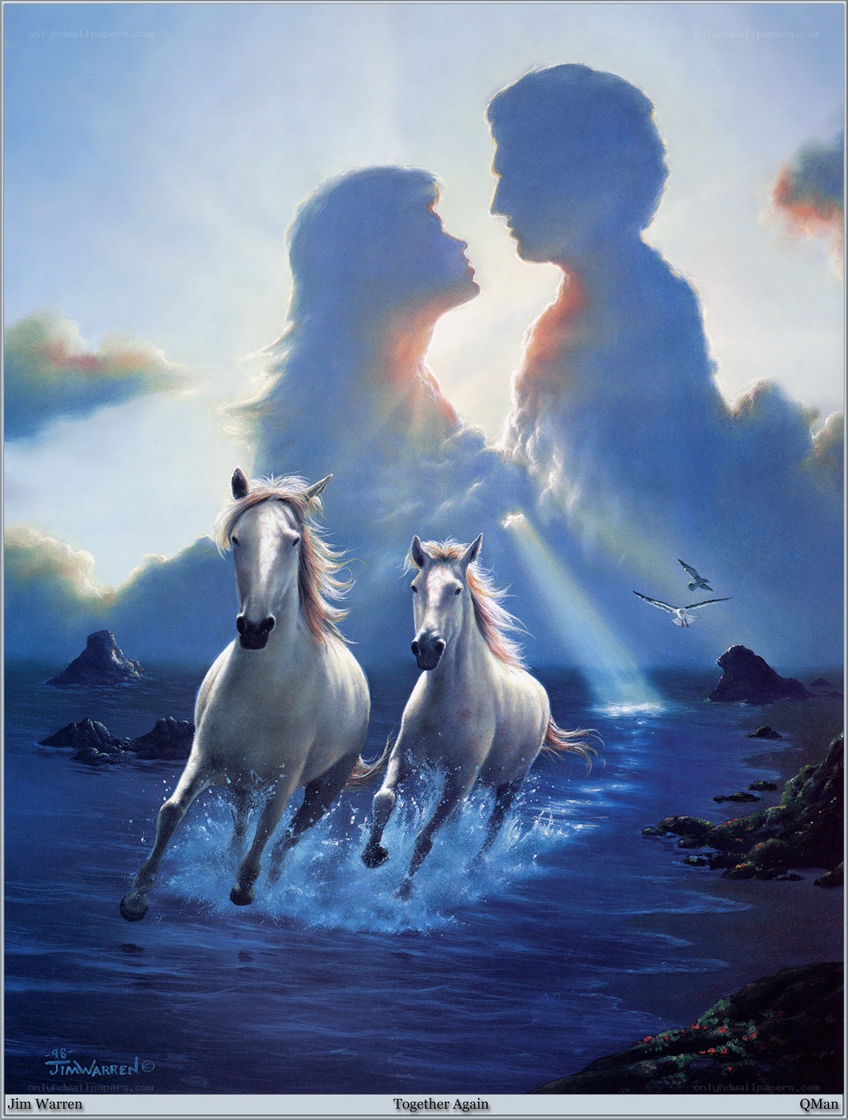 Two horses running together