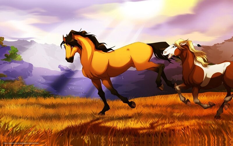 Two Horses Running — Yellow, Dramatic