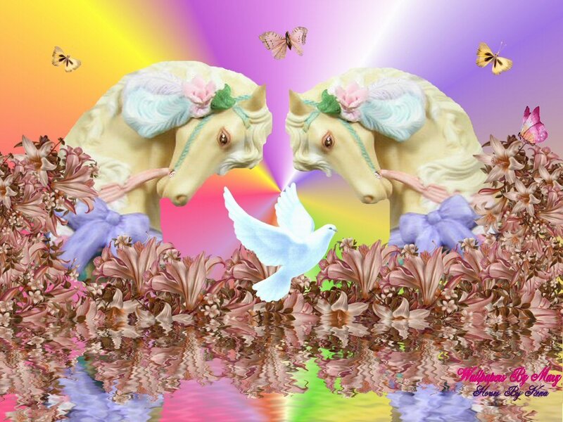 Two Horses with Flowers