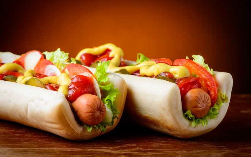 Two Hot Dogs on Buns
