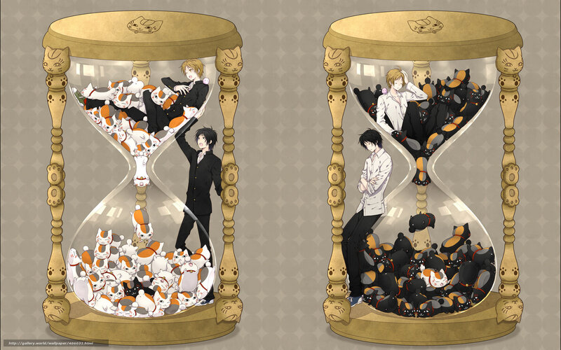 Two hourglasses with anime characters