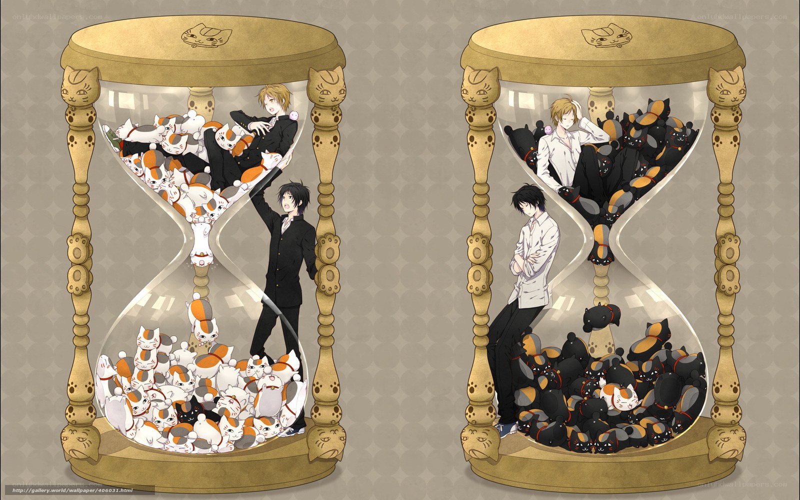 Two hourglasses with anime characters