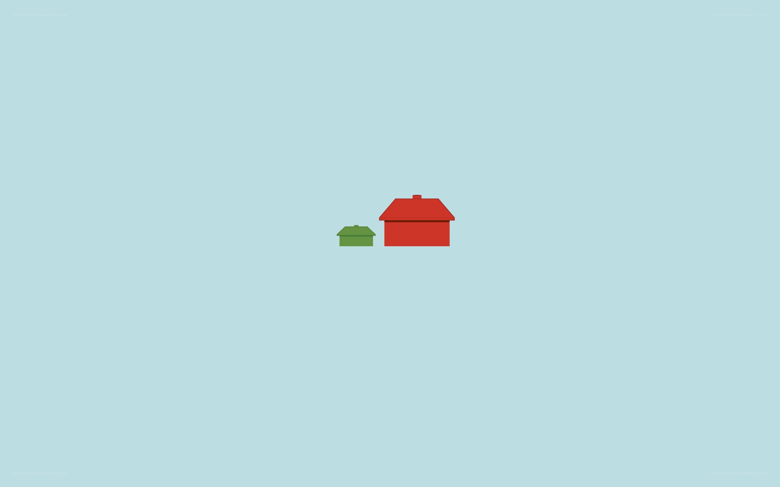 two houses on blue background