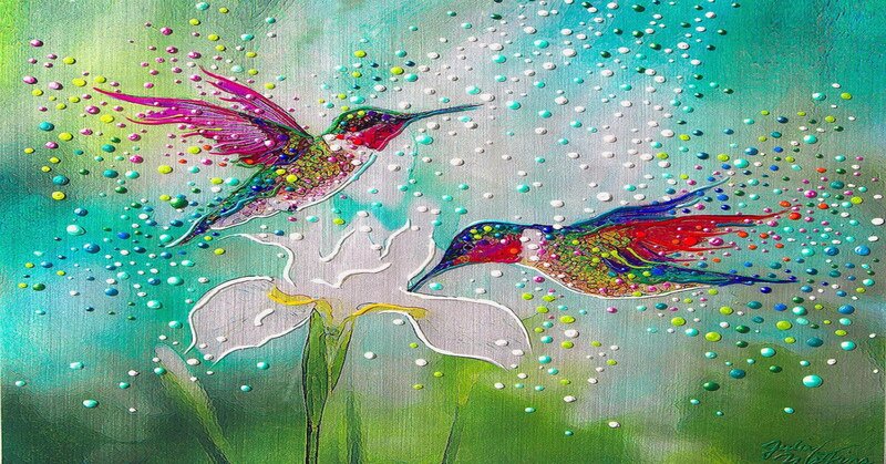 Two Hummingbirds Flying