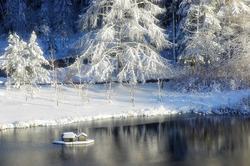Two Huts on Ice