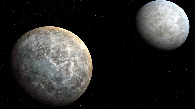 Two Icy Planets in Space — Black