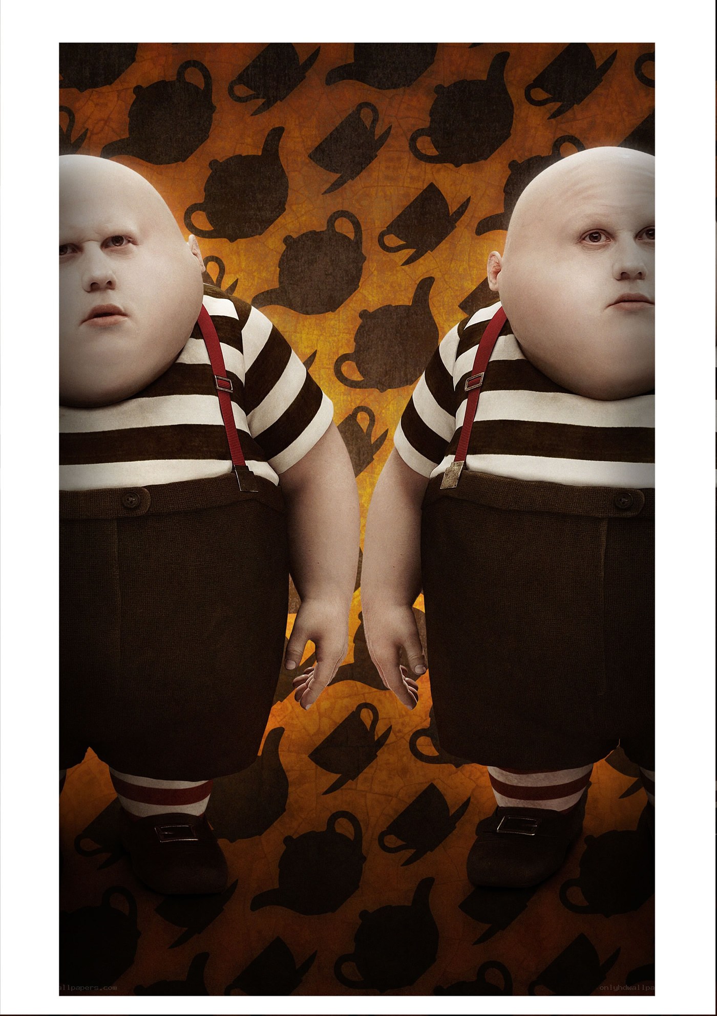 two identical characters in striped shirts
