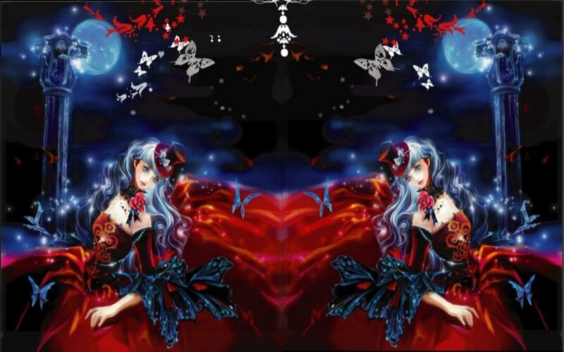 Two Identical Women in Red Dresses