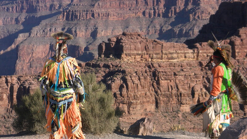 Two Indigenous Dancers — Orange