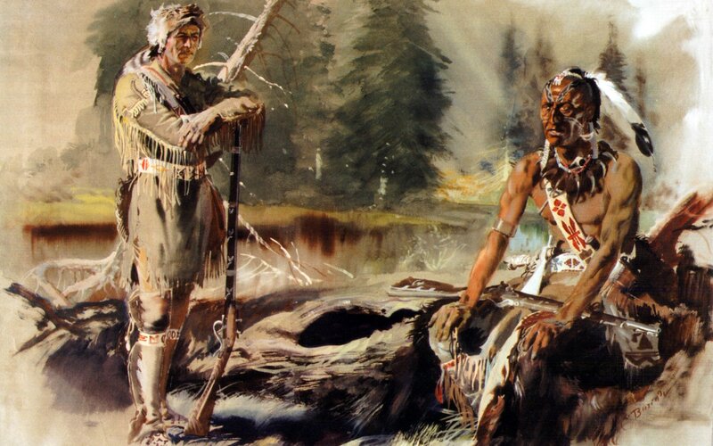 Two Indigenous Men in Forest — Brown