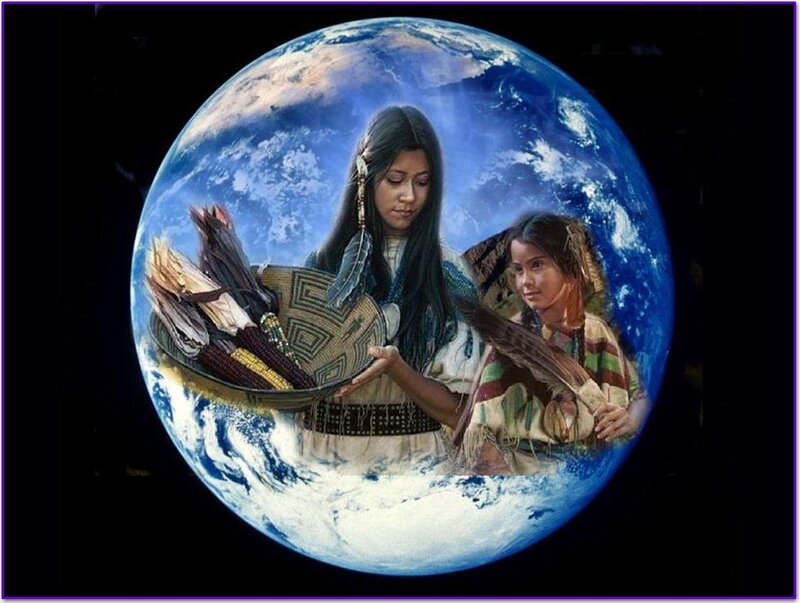Two Indigenous Women — Blue