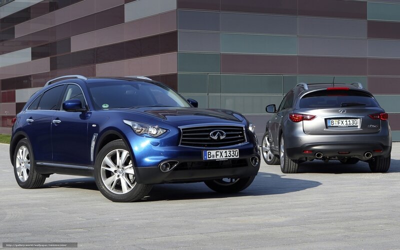 Two Infiniti FX SUVs parked