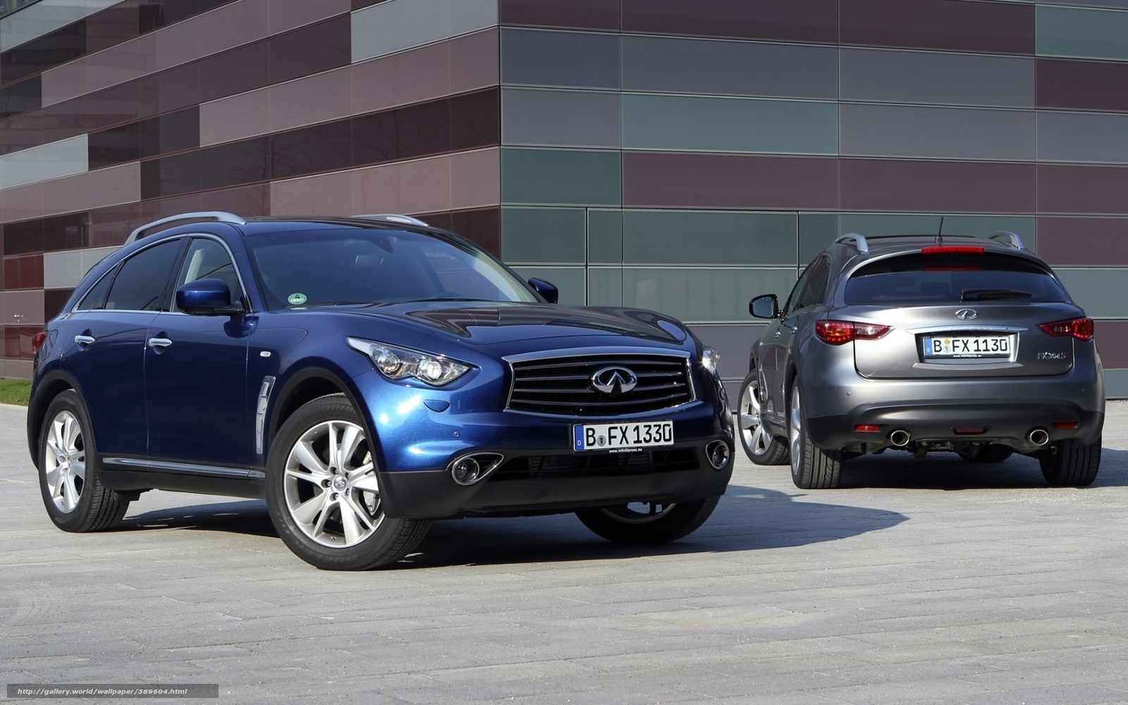 Two Infiniti FX SUVs parked