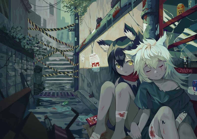 Two Injured Girls in Alley — Gray