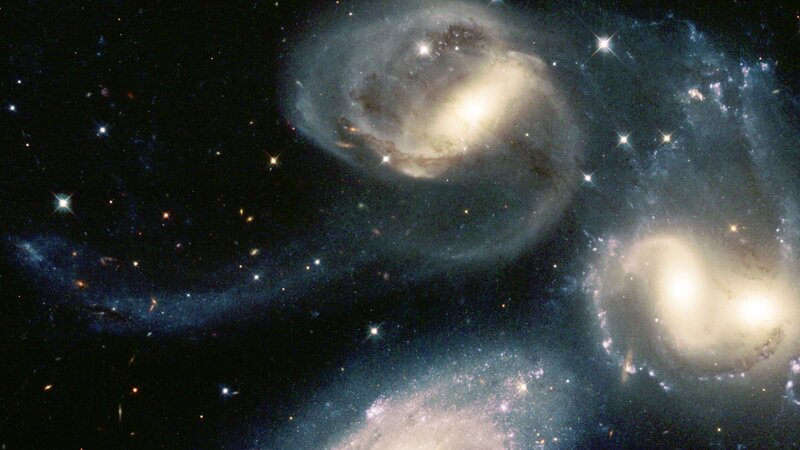 Two Interacting Galaxies — Black, Cosmic