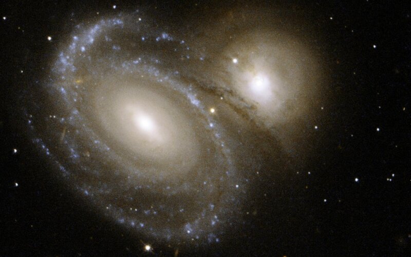 Two Interacting Spiral Galaxies — Black, Cosmic, Night