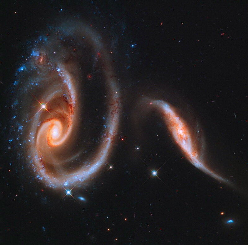 Two Interacting Spiral Galaxies — Black