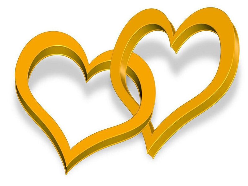 Two Interlocking Gold Hearts