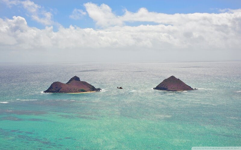 Two islands in the ocean
