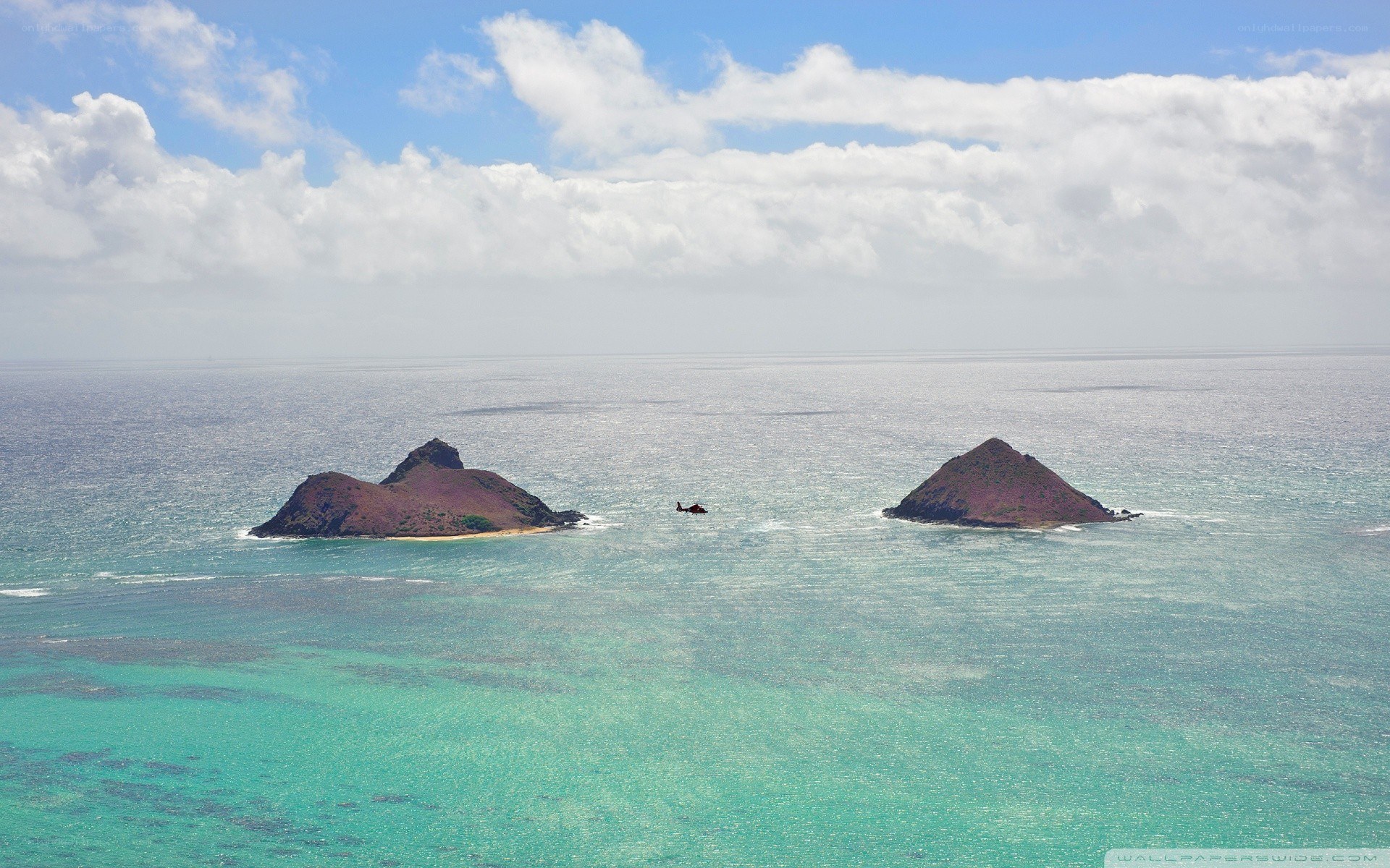 Two islands in the ocean