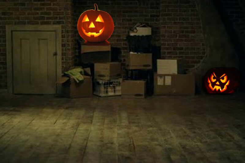 Two Jack-o'-lanterns — Orange, Creepy, Night