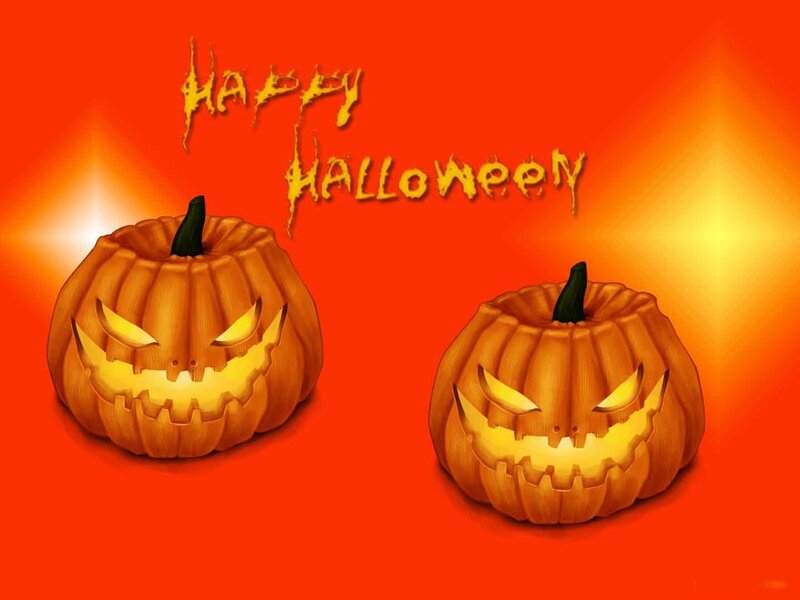 Two Jack-o'-lanterns — Orange, Festive, Night