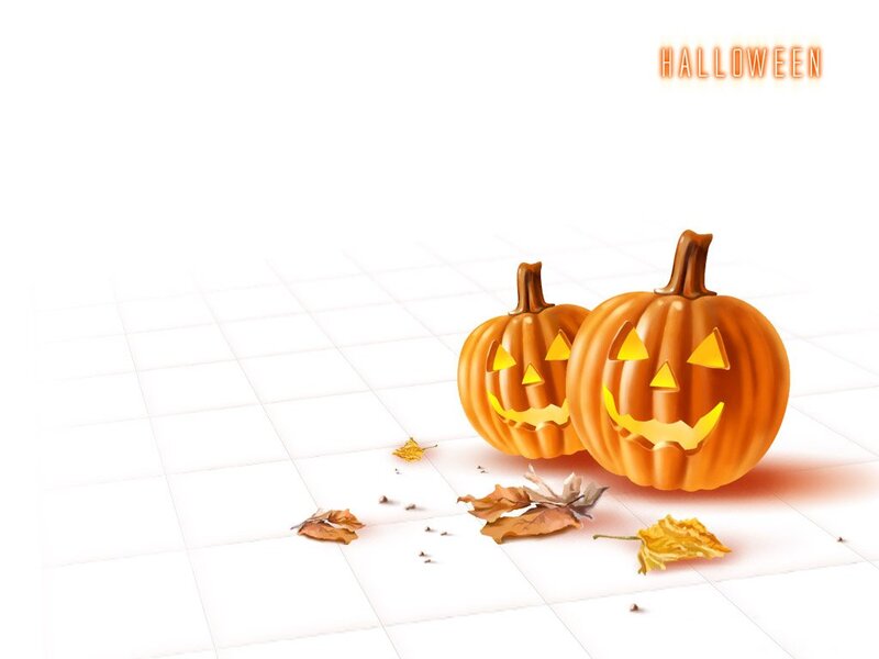 Two Jack-o'-lanterns — Orange, Festive