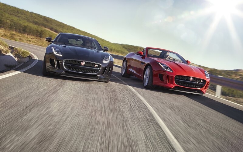 Two Jaguar Sports Cars — Red, Dynamic