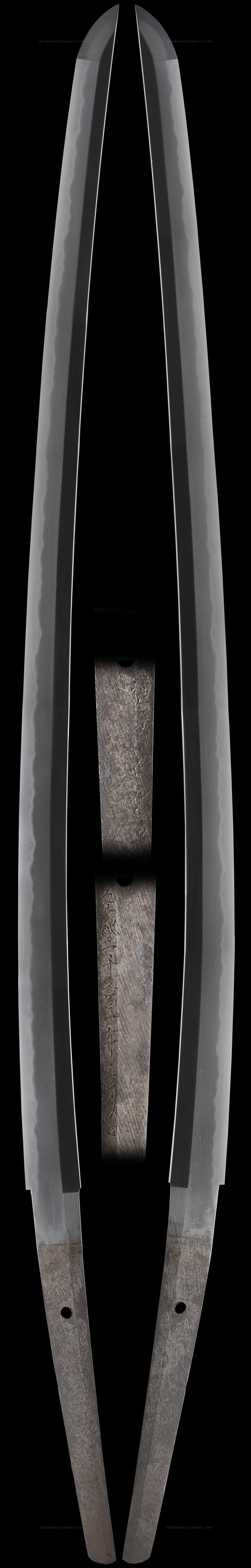 Two Japanese swords in display