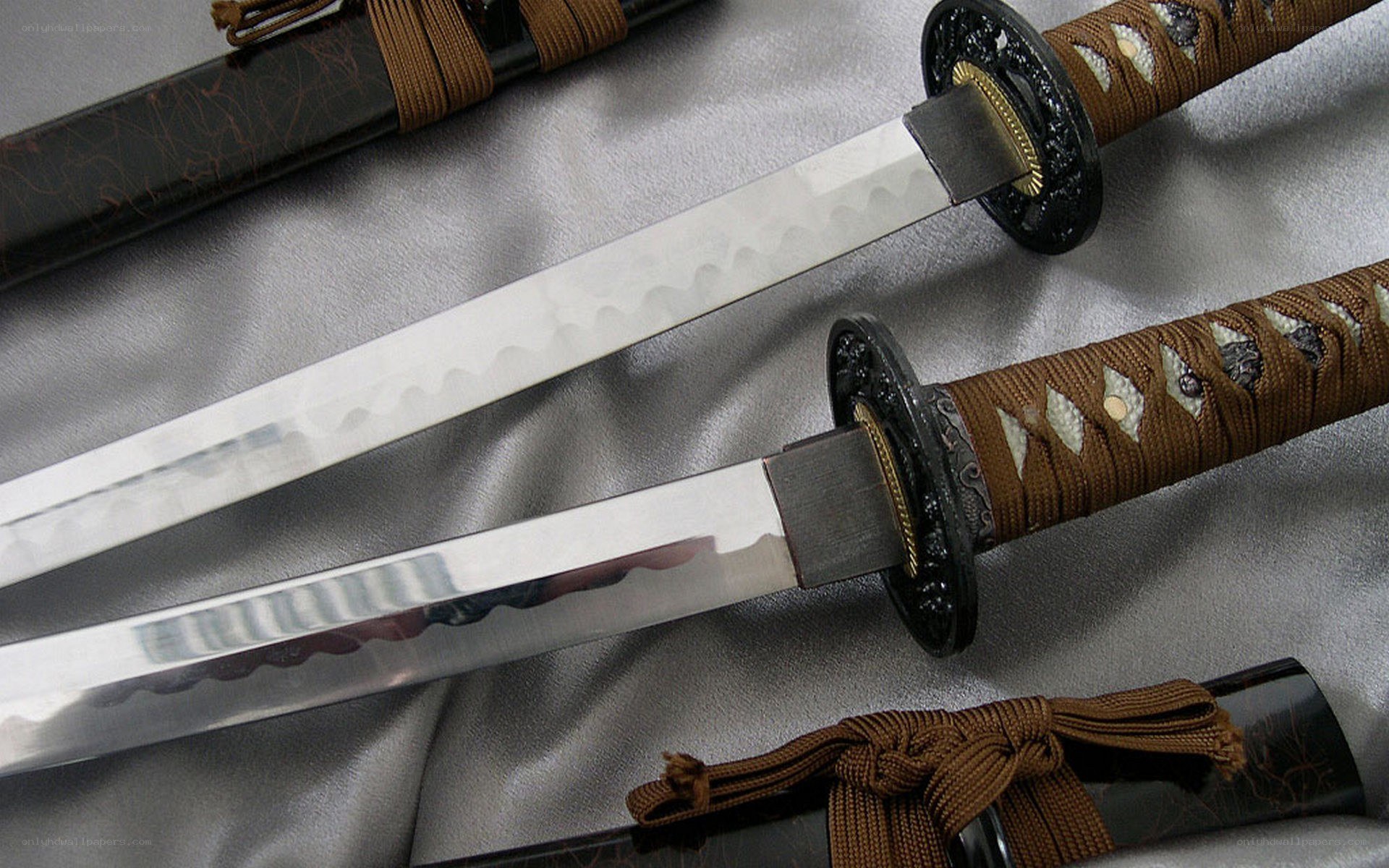 Two Japanese swords on display