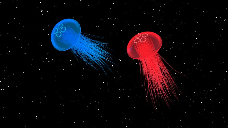 Two Jellyfish in Space