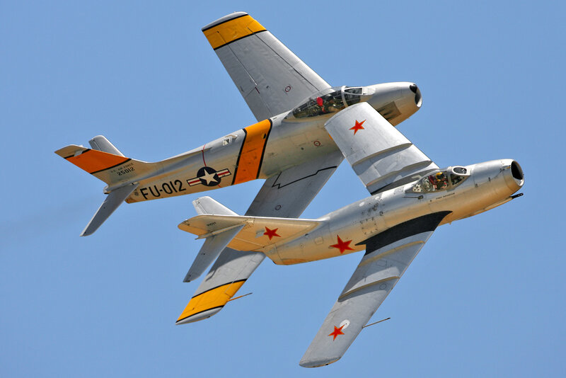 Two Jet Aircraft in Flight — Blue, Dynamic