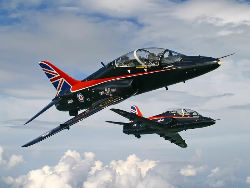 Two jet aircraft in formation