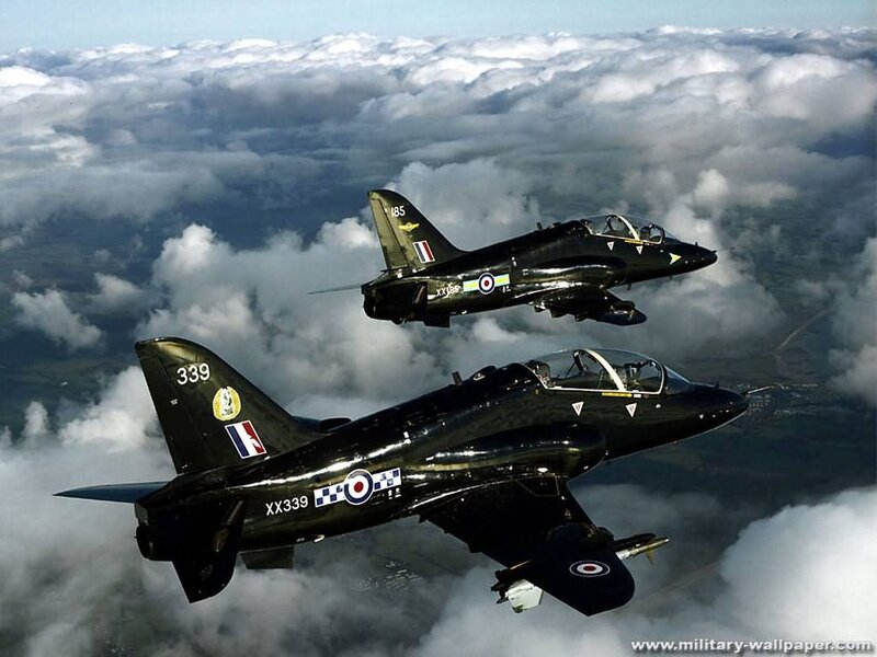 Two Jet Fighters in Formation — Black