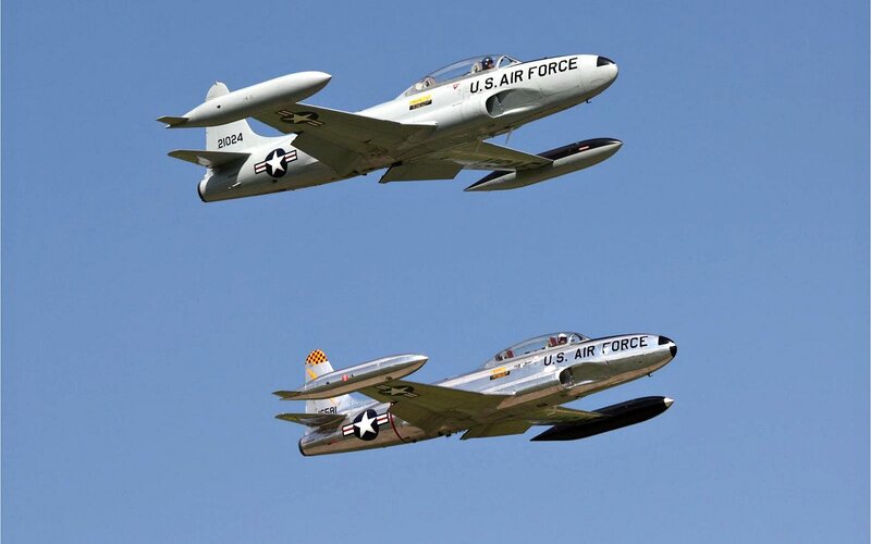 Two Jet Planes Flying — Blue, Clear