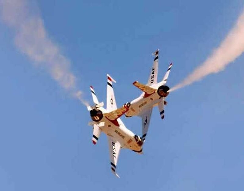 Two Jet Planes Flying — Blue