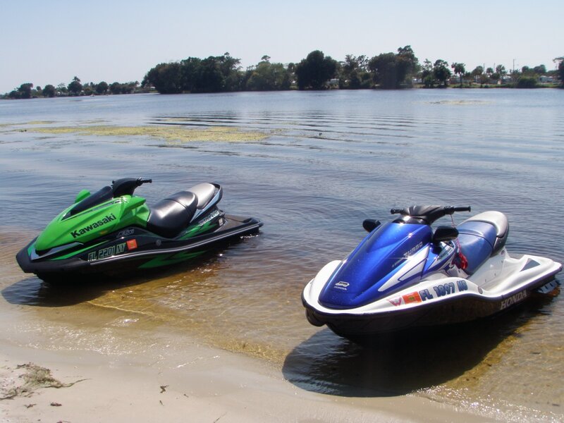 Two Jet Skis on Shore