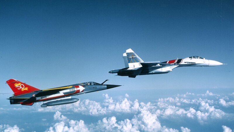 Two jets flying in formation