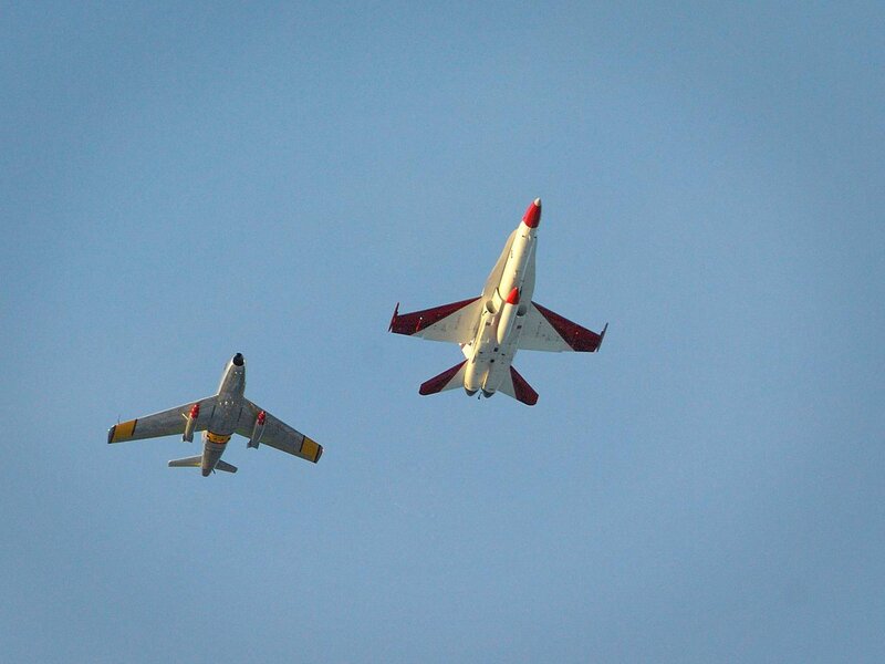 Two Jets in Flight — Blue