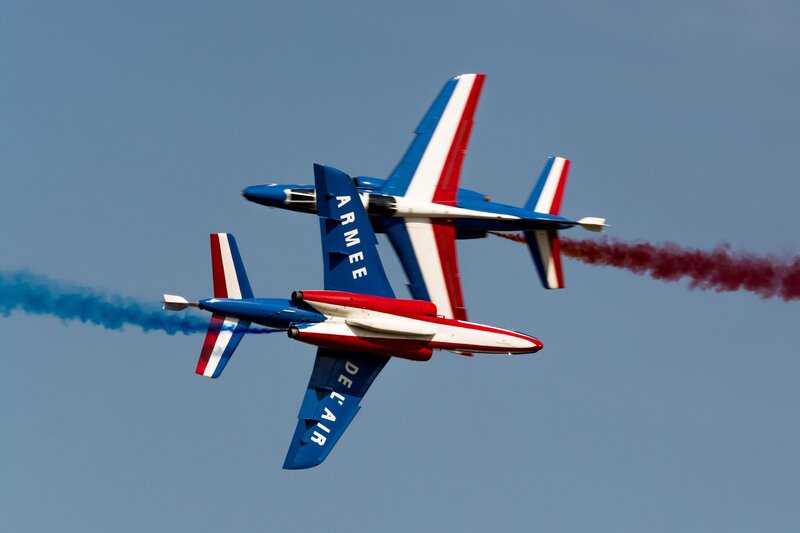 Two Jets in Formation — Blue, Dynamic, Afternoon