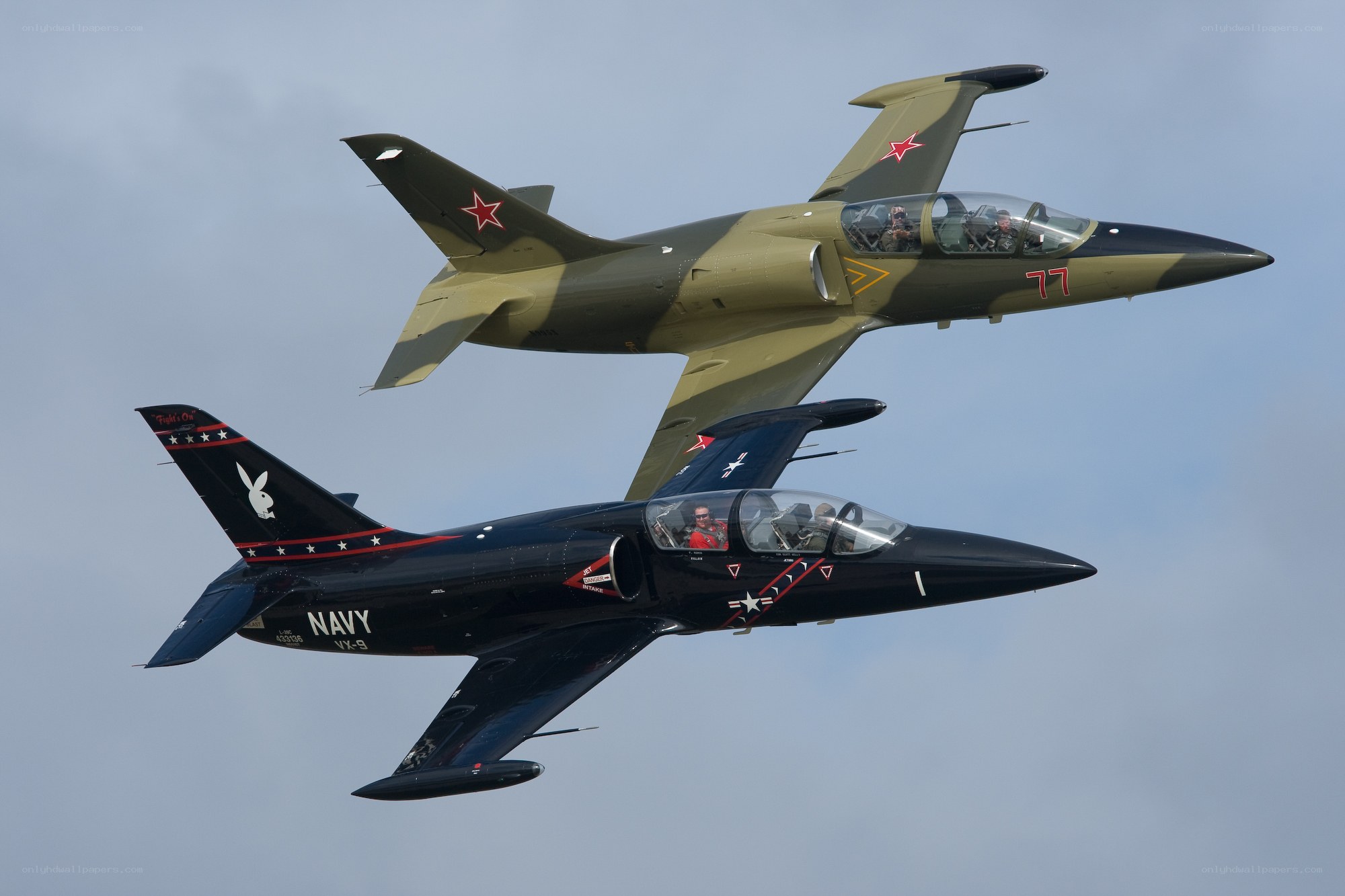 Two jets in formation flight