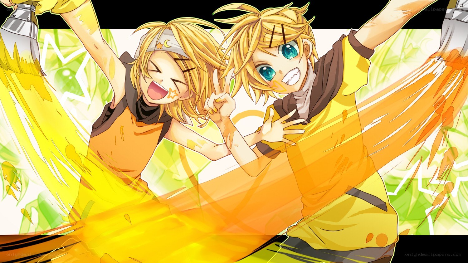Two joyful anime characters